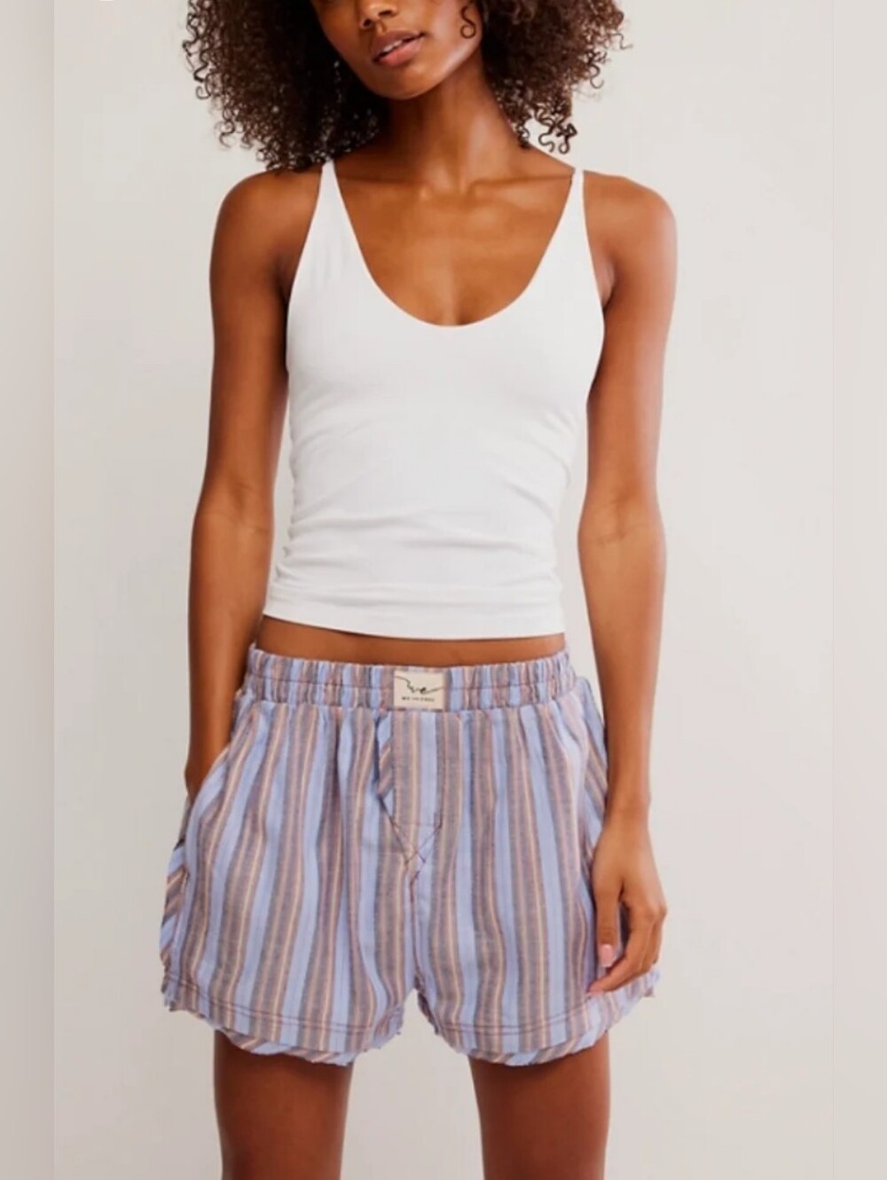 FREE PEOPLE Day to Day Blue Combo Womens Cotton Blend Soft & Cozy Boxers, NWT XL